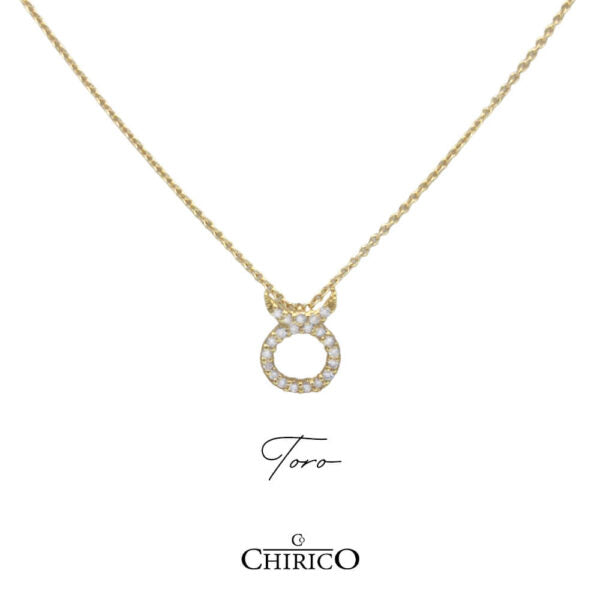 Collana oro giallo 18 kc e diamanti segno zodiacale toro