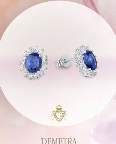 Orecchini Demetra Monte Carlo oro diamanti e zaffiro – Lamagna