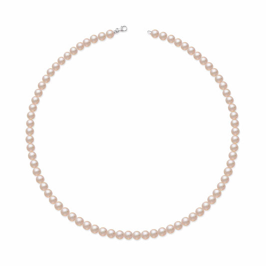 Collana con perle coltivate d'acqua dolce rosa e chiusura in oro bianco 18kt
